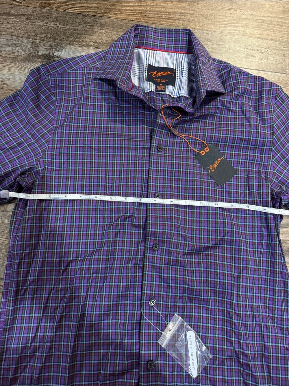 Egara Men's Purple Plaid Button-Down Shirt - Picture 4 of 6